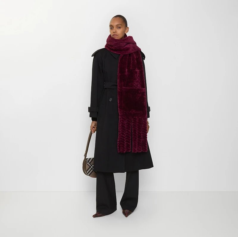 Shearling Scarf in Ruby red | Burberry® Official