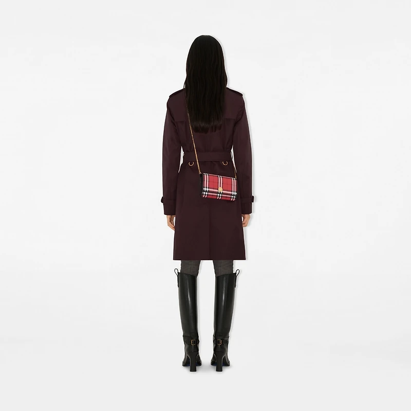 Check Chain Strap Wallet in Post red - Women | Burberry® Official