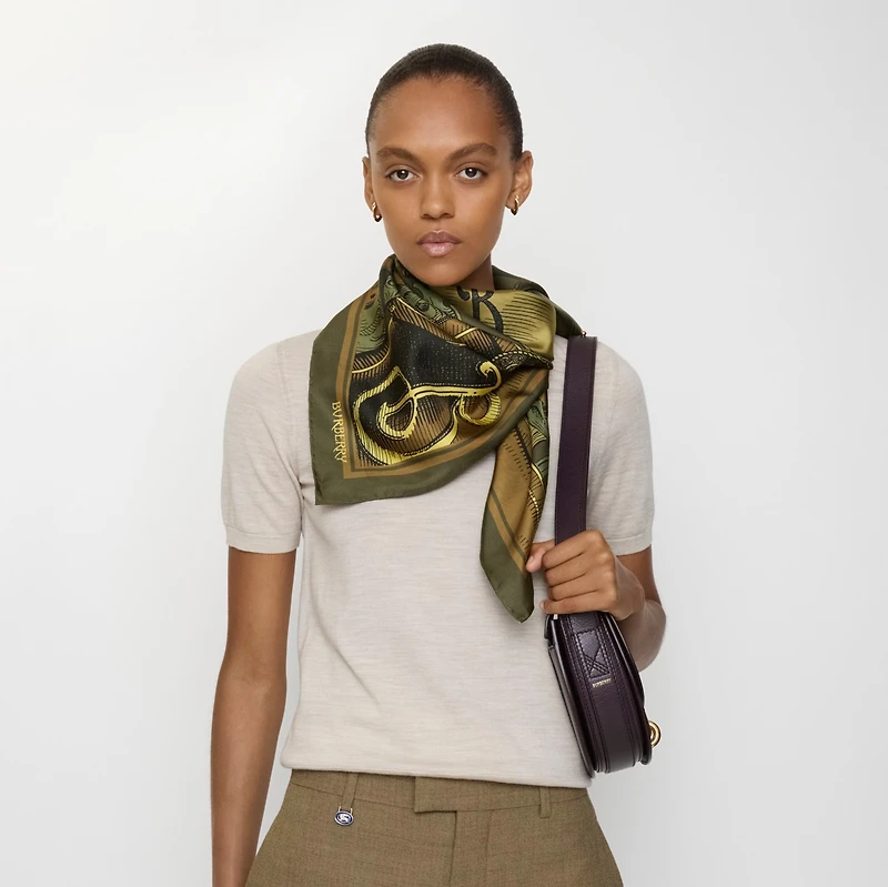 Etched Knight Silk Scarf in Moat green | Burberry® Official