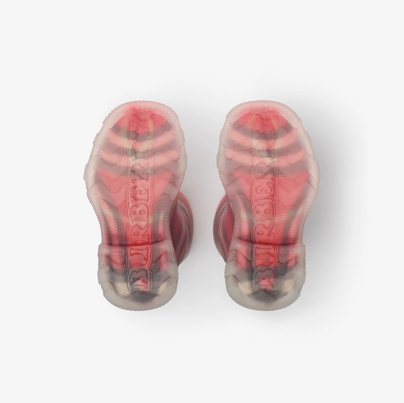 Check Rubber Marsh High Boots in Poppy - Children | Burberry® Official