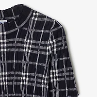 Check Wool Blend Top in Ink/chalk - Women | Burberry® Official