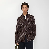 Relaxed Fit Check Cotton Flannel Shirt in Truffle brown - Men | Burberry® Official