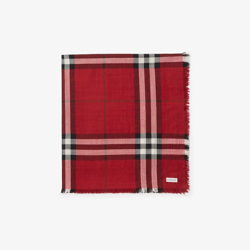 Reversible Check Wool Silk Scarf in Oxblood red/post red | Burberry® Official