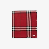 Reversible Check Wool Silk Scarf in Oxblood red/post red | Burberry® Official