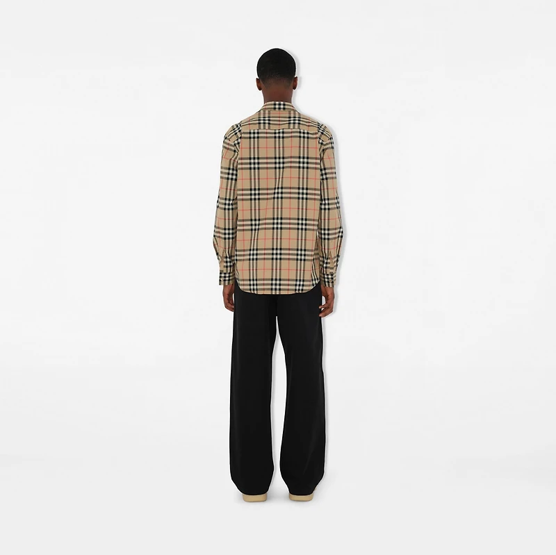 Regular Fit Check Cotton Shirt in Archive beige - Men | Burberry® Official
