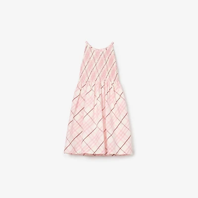 Check Cotton Dress in Flora pink | Burberry® Official