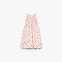 Check Cotton Dress in Flora pink | Burberry® Official