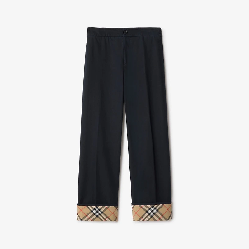 Gabardine Trousers in Navy - Men, Cotton | Burberry® Official