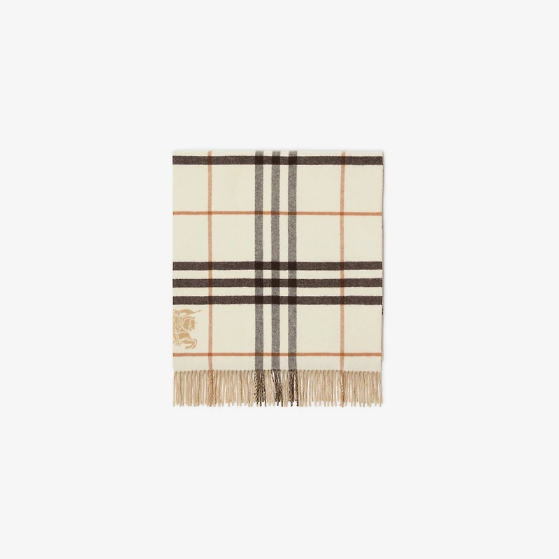 Wide Reversible Check Cashmere Scarf in Pebble white | Burberry® Official