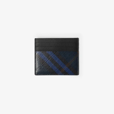 Tall Check Card Case in Midnight - Men, Cotton, Linen | Burberry® Official