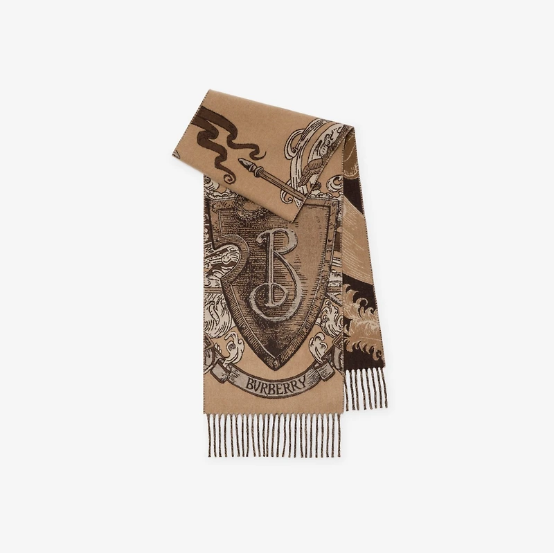 Etched Knight Cashmere Scarf in Sand | Burberry® Official