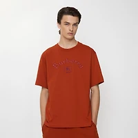 Gothic Logo Cotton T-shirt in Fire orange - Men | Burberry® Official