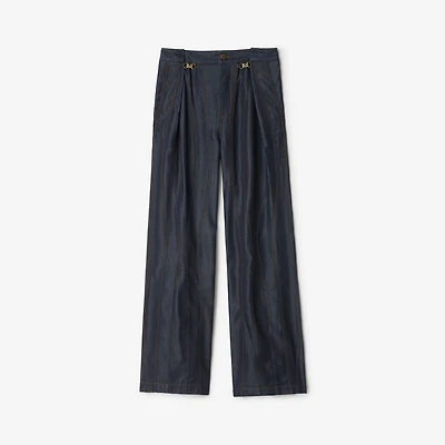 Panelled Denim Trousers in Indigo - Women | Burberry® Official