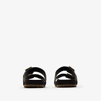 Check Suede Urchin Sandals in Black - Women | Burberry® Official