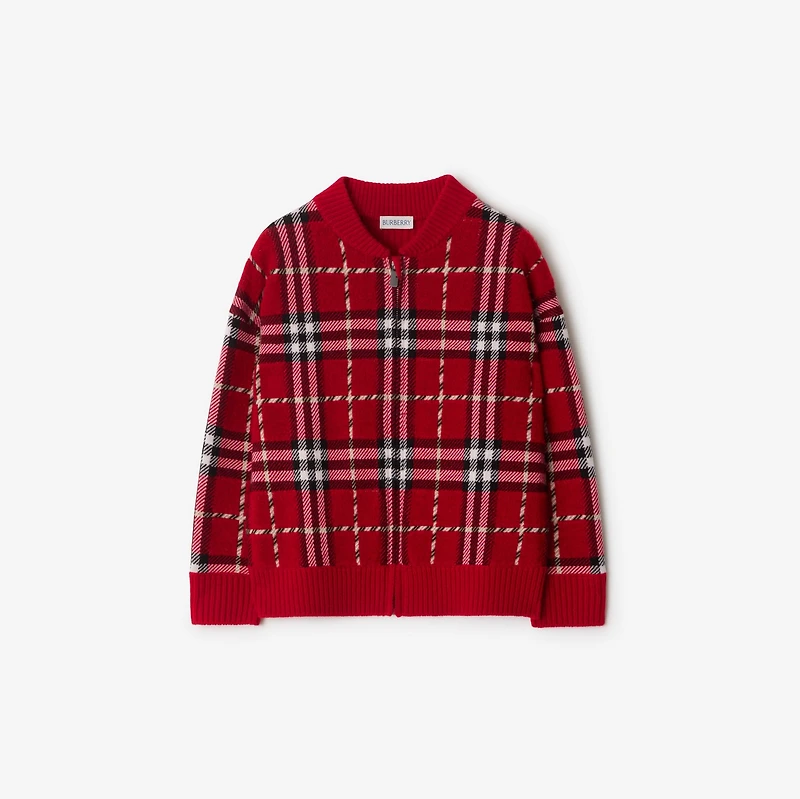 Check Wool Bomber Jacket in Poppy | Burberry® Official