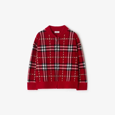 Check Wool Bomber Jacket in Poppy | Burberry® Official