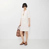 Check Cotton Voile Dress in Chalk white - Women, Leather | Burberry® Official