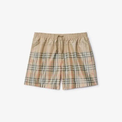 Gradient Check Swim Shorts in Sand beige - Men, Nylon | Burberry® Official