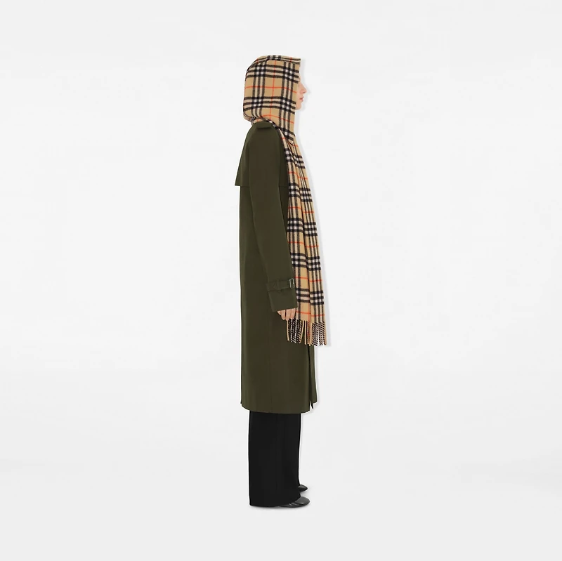 Check Cashmere Hooded Scarf in Sand | Burberry® Official