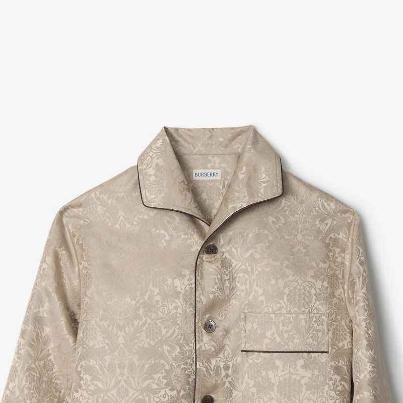 Sunflower Silk Pyjama Shirt in Taupe beige - Women | Burberry® Official