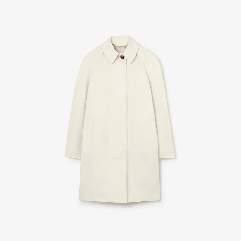Mid-length Ruched Gabardine Car Coat in Tundra white - Women | Burberry® Official