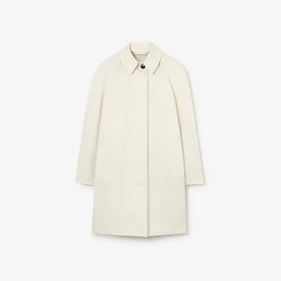 Mid-length Ruched Gabardine Car Coat in Tundra white - Women | Burberry® Official