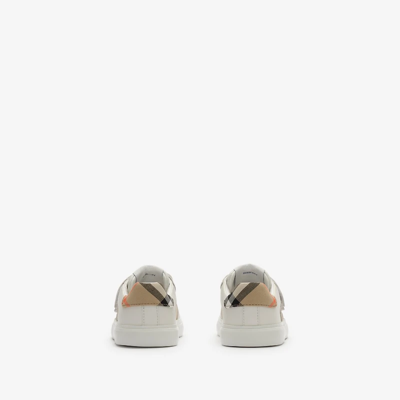 Check and Leather Sneakers in Sand beige - Children | Burberry® Official