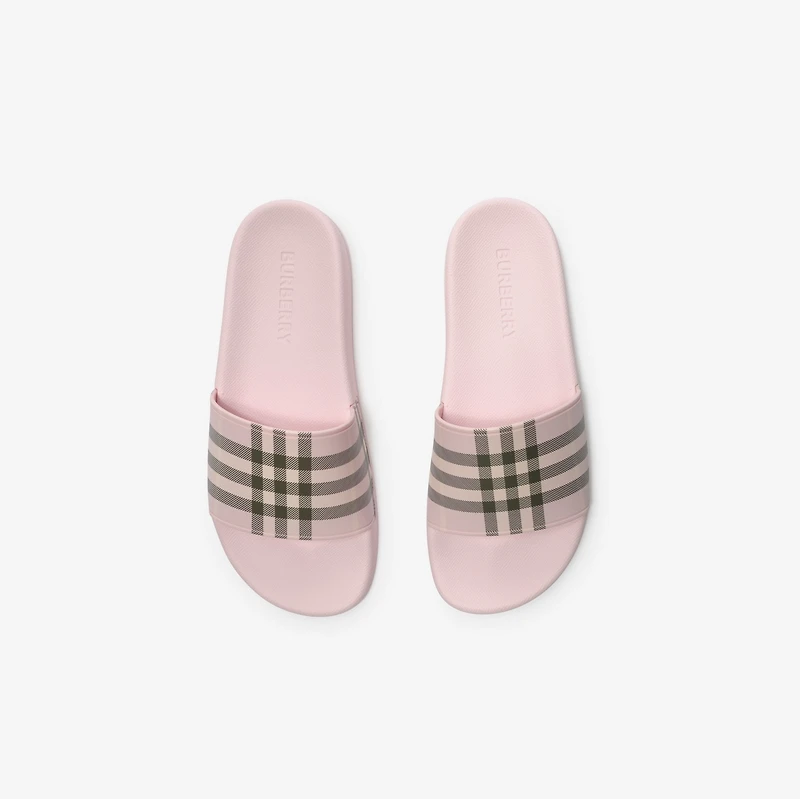 Check Slides in Mallow pink - Women | Burberry® Official