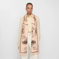 London Landmarks Wool Silk Scarf in Sepia | Burberry® Official
