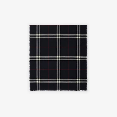 Wide Check Wool Scarf in Ink | Burberry® Official