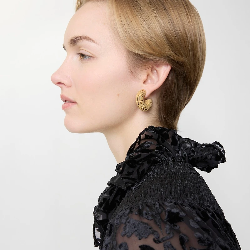 Check Granulation Hoop Earrings in Gold - Women | Burberry® Official