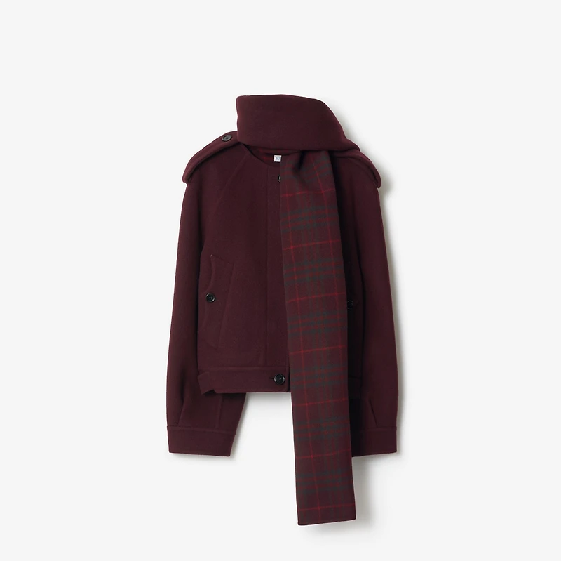 Detachable Scarf Wool Jacket in Wine red - Women | Burberry® Official