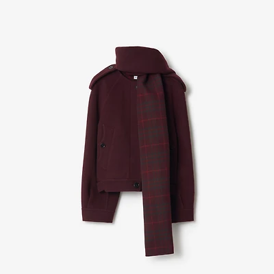 Detachable Scarf Wool Jacket in Wine red - Women | Burberry® Official