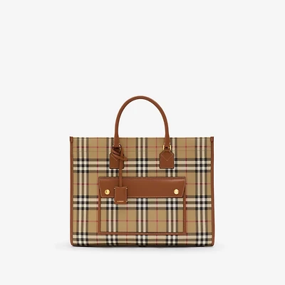 Medium Freya Tote in Archive beige/briar brown - Women | Burberry® Official