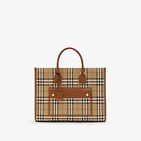 Medium Freya Tote in Archive beige/briar brown - Women | Burberry® Official
