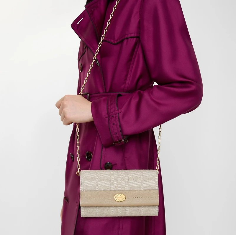 Cotswolds Chain Strap Wallet in Natural beige - Women, Cotton, Linen | Burberry® Official