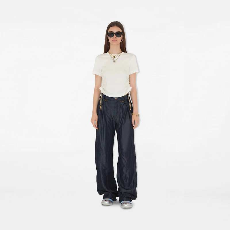 Panelled Denim Trousers in Indigo - Women | Burberry® Official