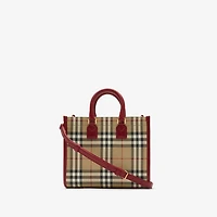 Mini Freya Tote in Archive beige/ruby red - Women | Burberry® Official