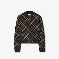 Check Wool Cashmere Bomber Jacket in Truffle brown - Women | Burberry® Official