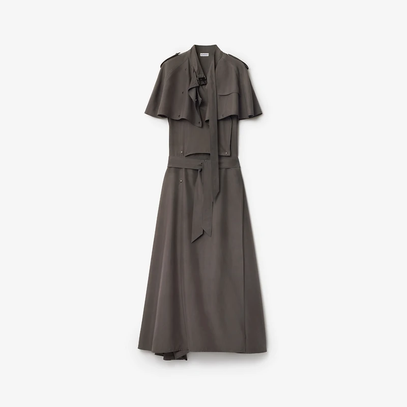 Silk Trench Dress in Cellar