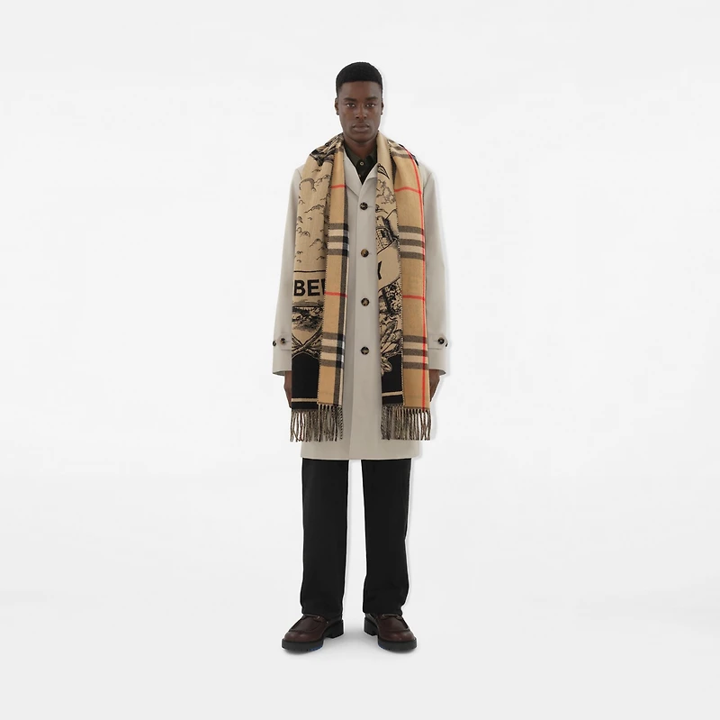 Wide Reversible EKD Cashmere Scarf in Archive beige | Burberry® Official