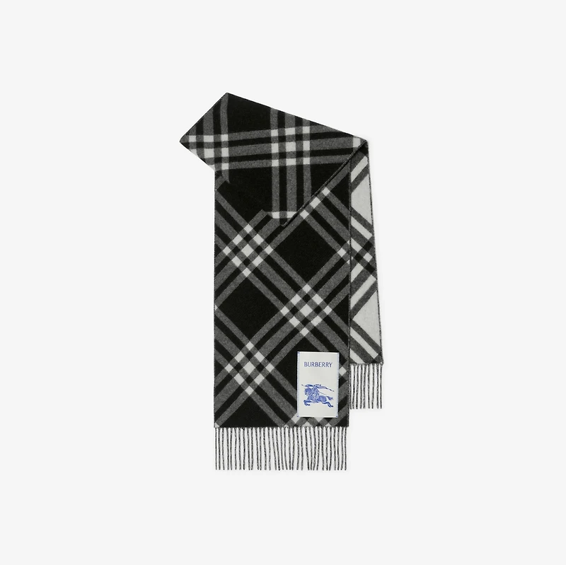 Check Cashmere Scarf in Black | Burberry® Official