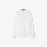 Check Piping Cotton Poplin Shirt in Optic white - Men | Burberry® Official