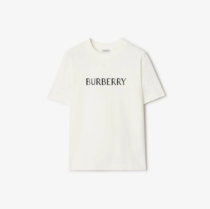 Logo Cotton T-shirt in Chalk white - Women | Burberry® Official
