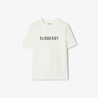 Logo Cotton T-shirt in Chalk white - Women | Burberry® Official