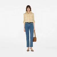 Mid-rise Straight Jeans in Mid blue - Women, Cotton | Burberry® Official