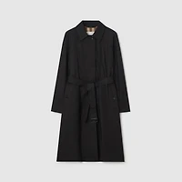 Long Cotton Car Coat in Black - Women | Burberry® Official