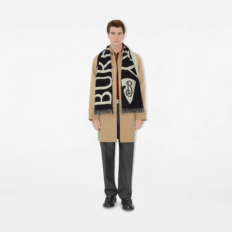Logo Wool Scarf in Black/calico | Burberry® Official