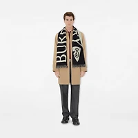 Logo Wool Scarf in Black/calico | Burberry® Official