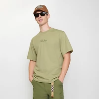 Check Cursive Logo Cotton T-shirt in Glade green - Men | Burberry® Official